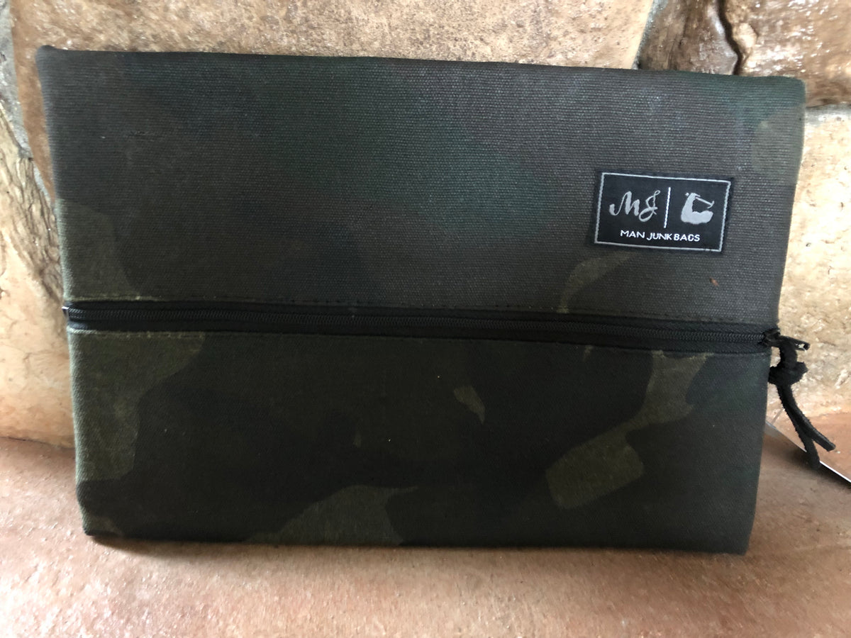 Waxed Canvas Camo Man Junk Makeup Junkie-Bag-Branded Envy
