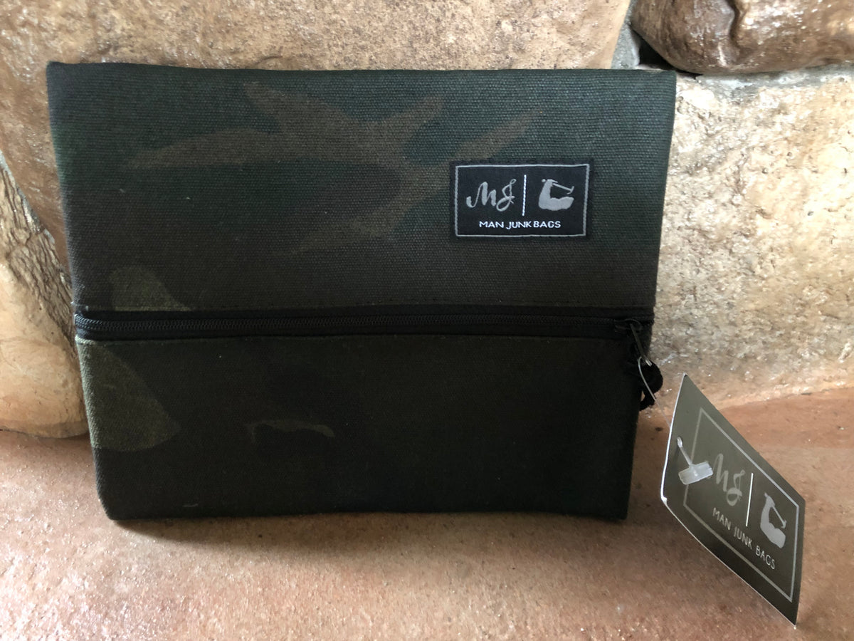 Waxed Canvas Camo Man Junk Makeup Junkie-Bag-Branded Envy