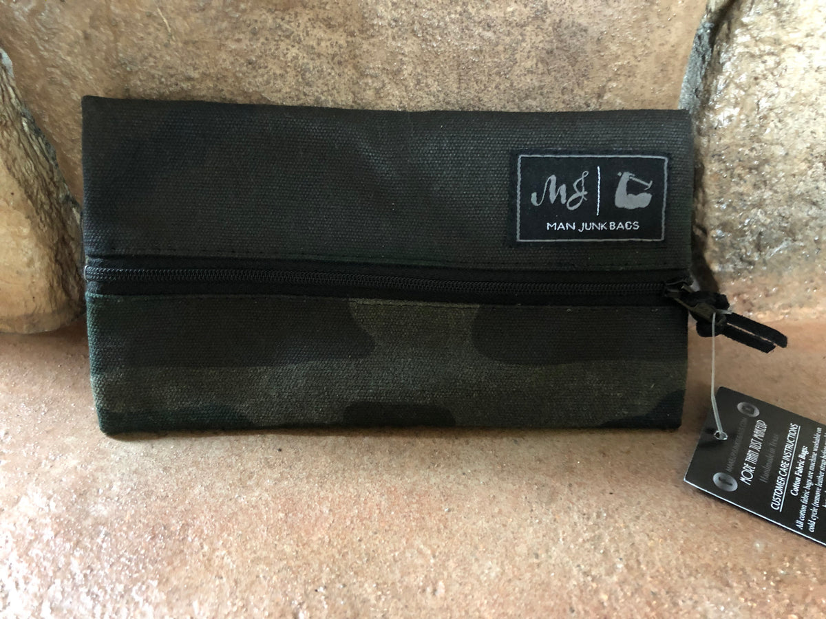 Waxed Canvas Camo Man Junk Makeup Junkie-Bag-Branded Envy