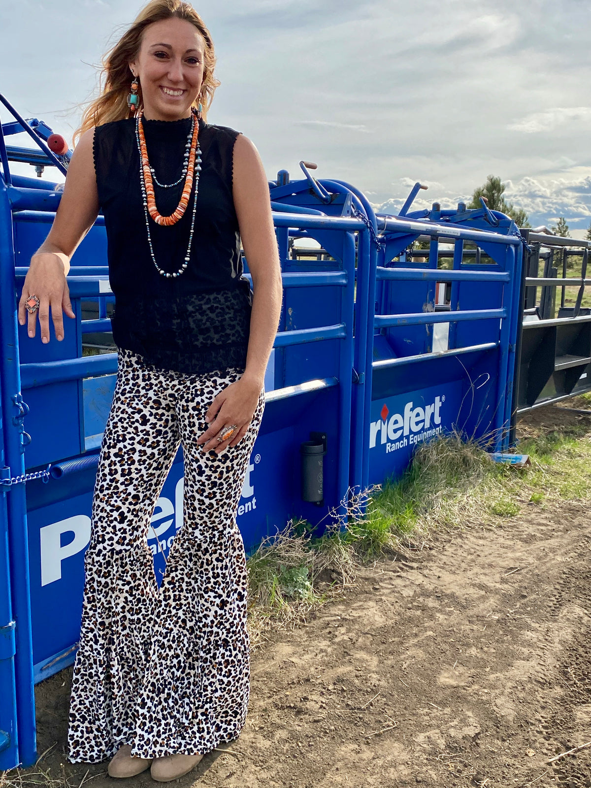 White Cheetah 3 Tiered Bell-Bottoms-Branded Envy