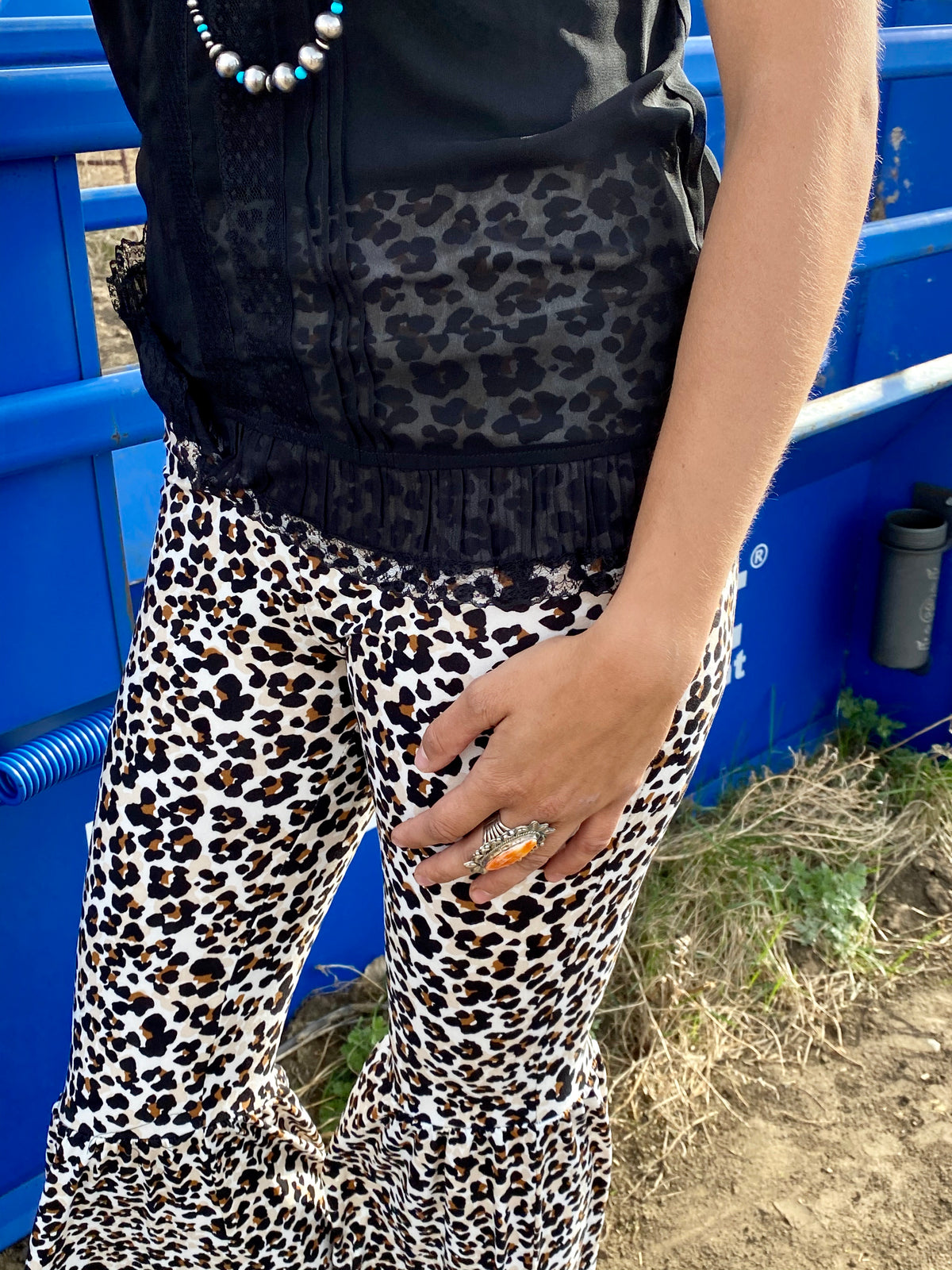 White Cheetah 3 Tiered Bell-Bottoms-Branded Envy