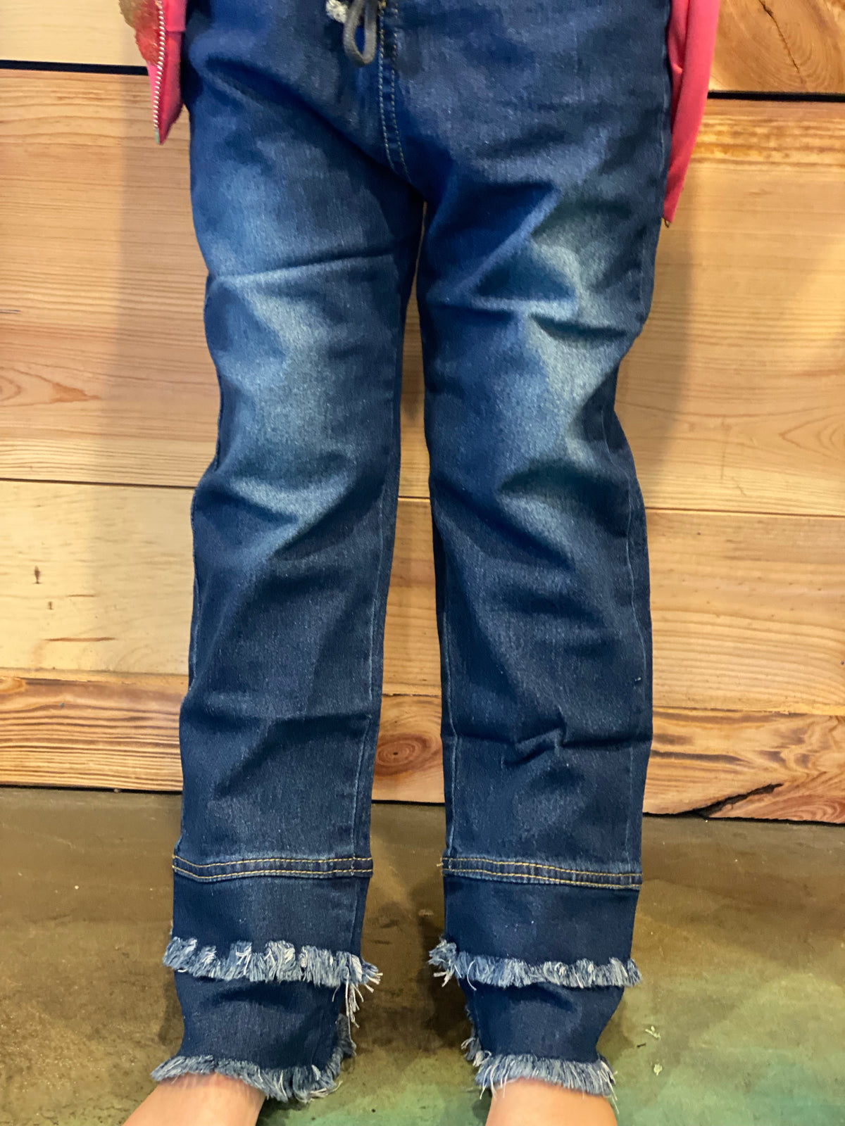 Tiered Fringe Straight Leg Denim Pants-Kids Fashion-Branded Envy