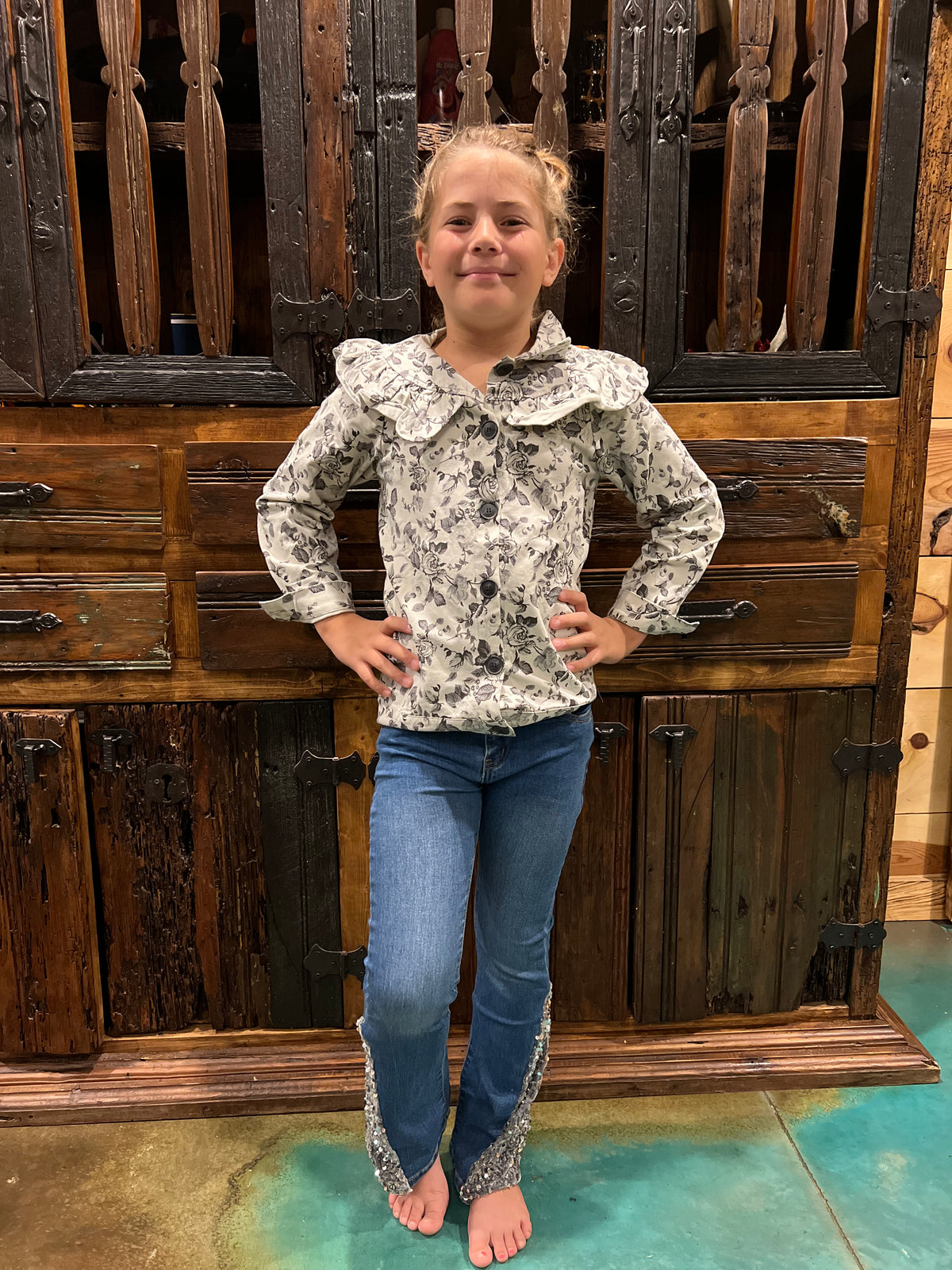Tween Grey Sequin Denim-Kids Fashion-Branded Envy