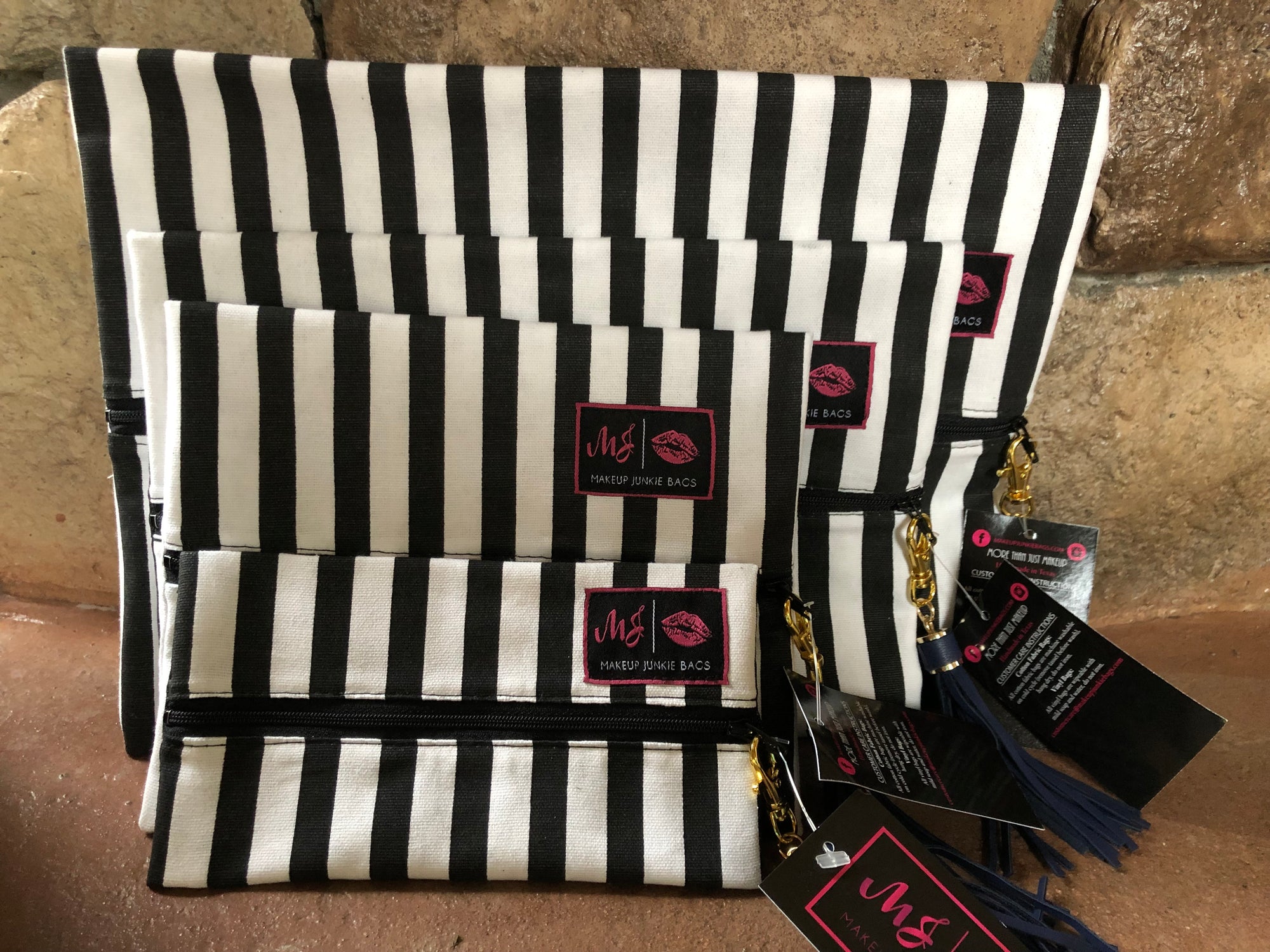 Glam Stripe Makeup Junkie-Bag-Branded Envy