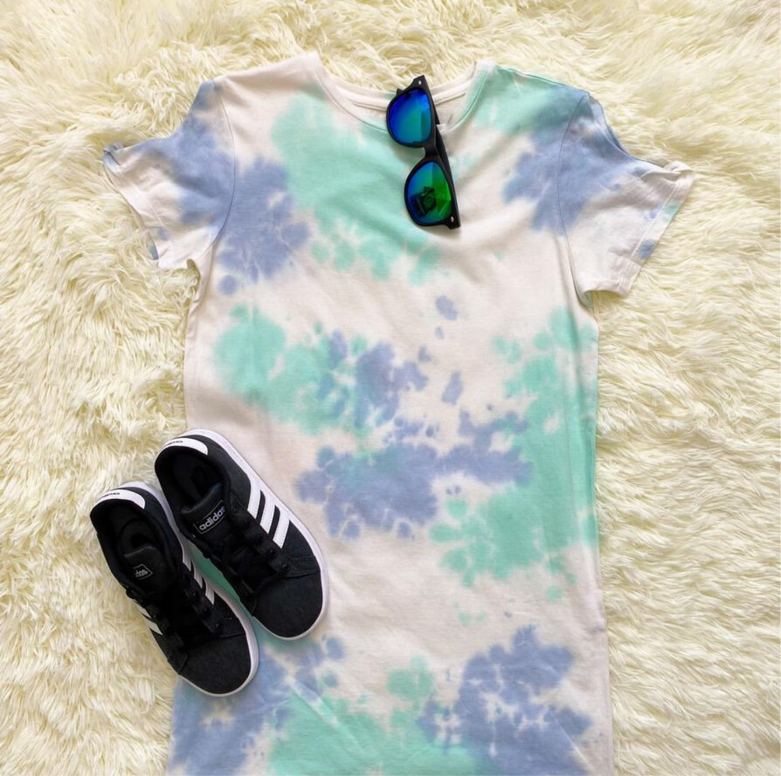 Split Sleeve Tie Dye Tee Dress-tween-Branded Envy