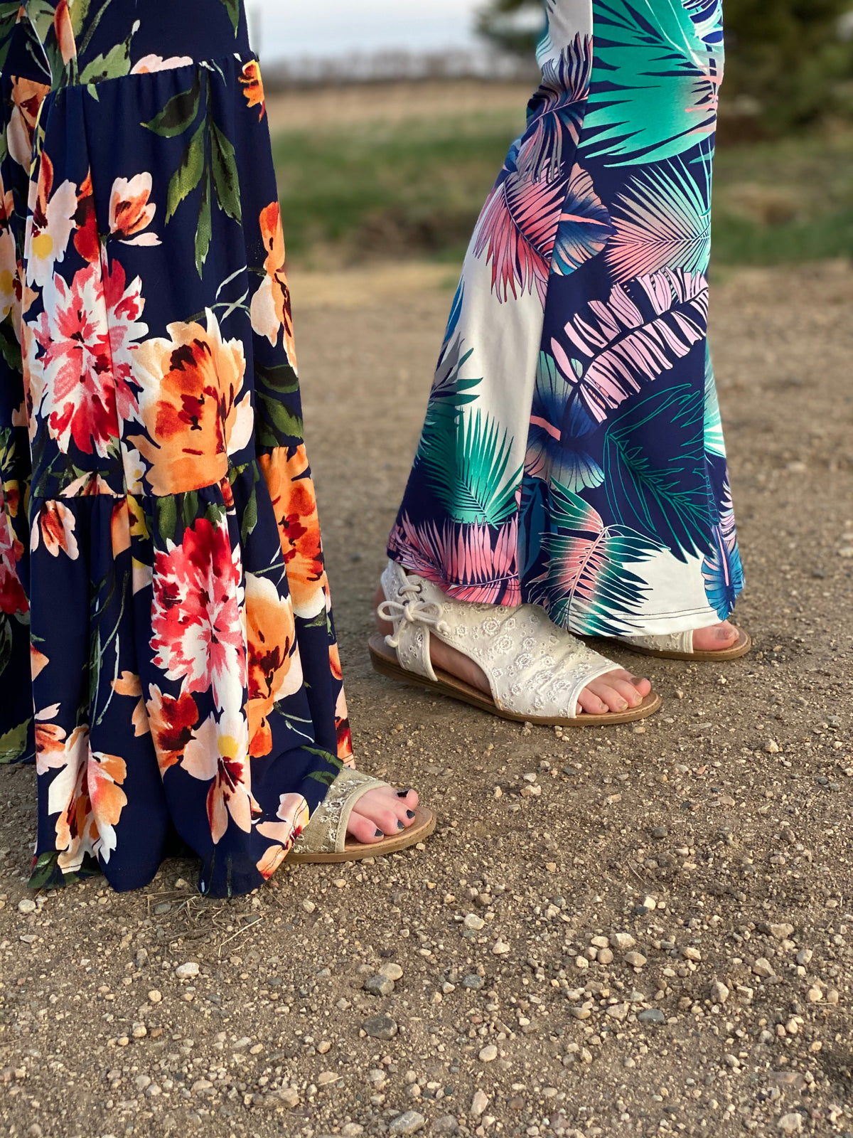 Navy Floral 3 Tiered Bell-Bottoms-Branded Envy