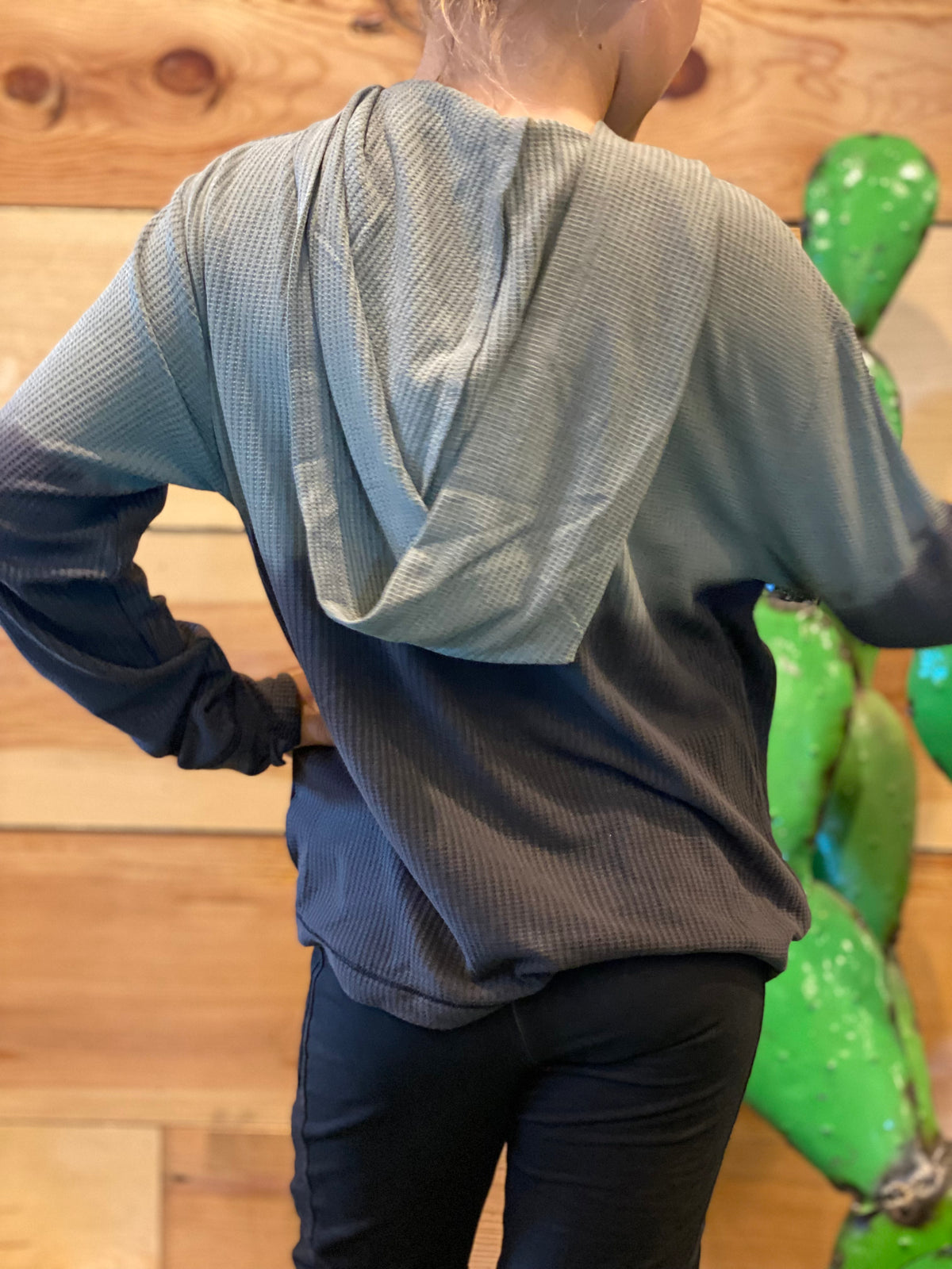 No Bad Vibes waffle hoodie-tween-Branded Envy