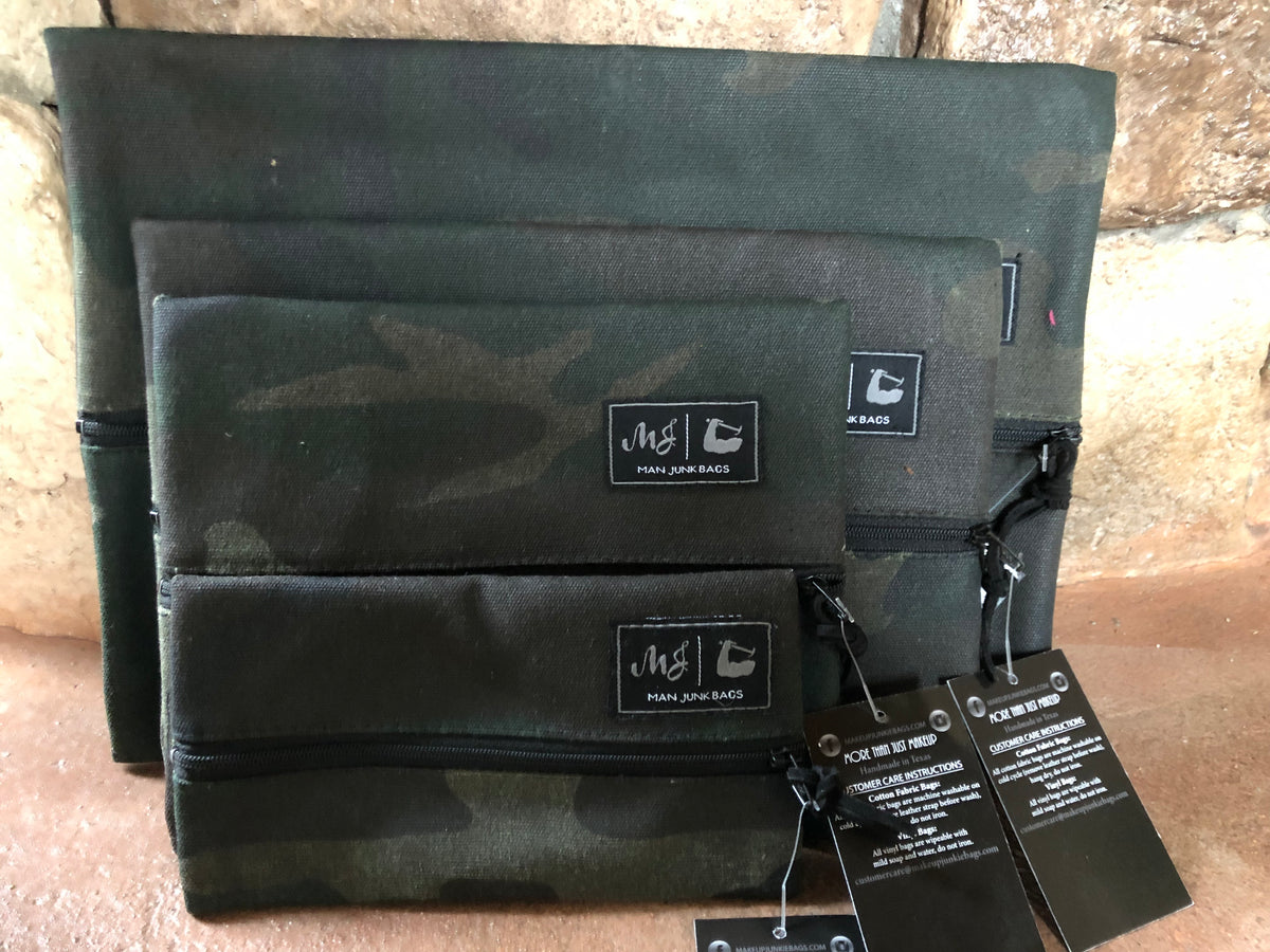 Waxed Canvas Camo Man Junk Makeup Junkie-Bag-Branded Envy