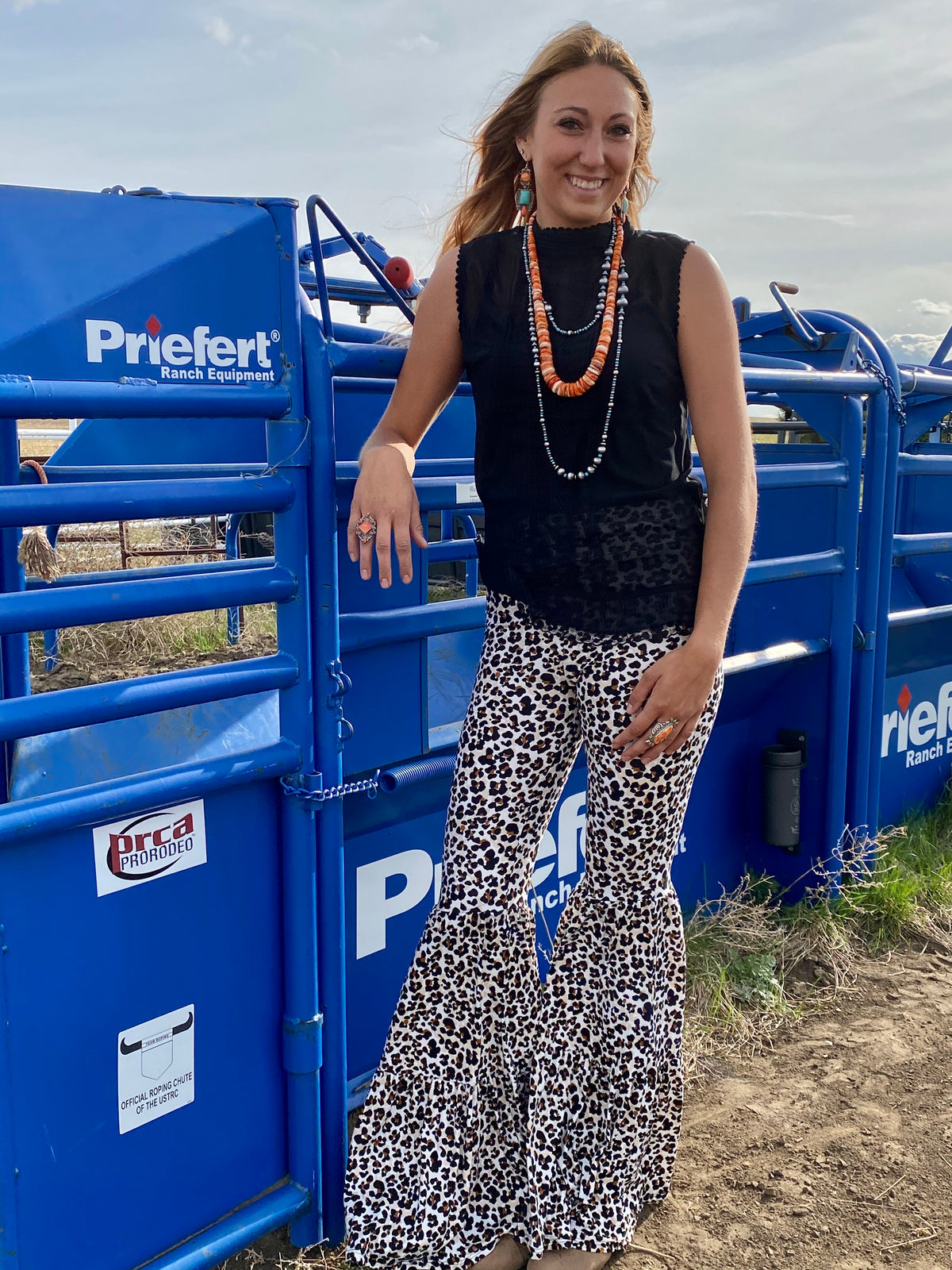 White Cheetah 3 Tiered Bell-Bottoms-Branded Envy