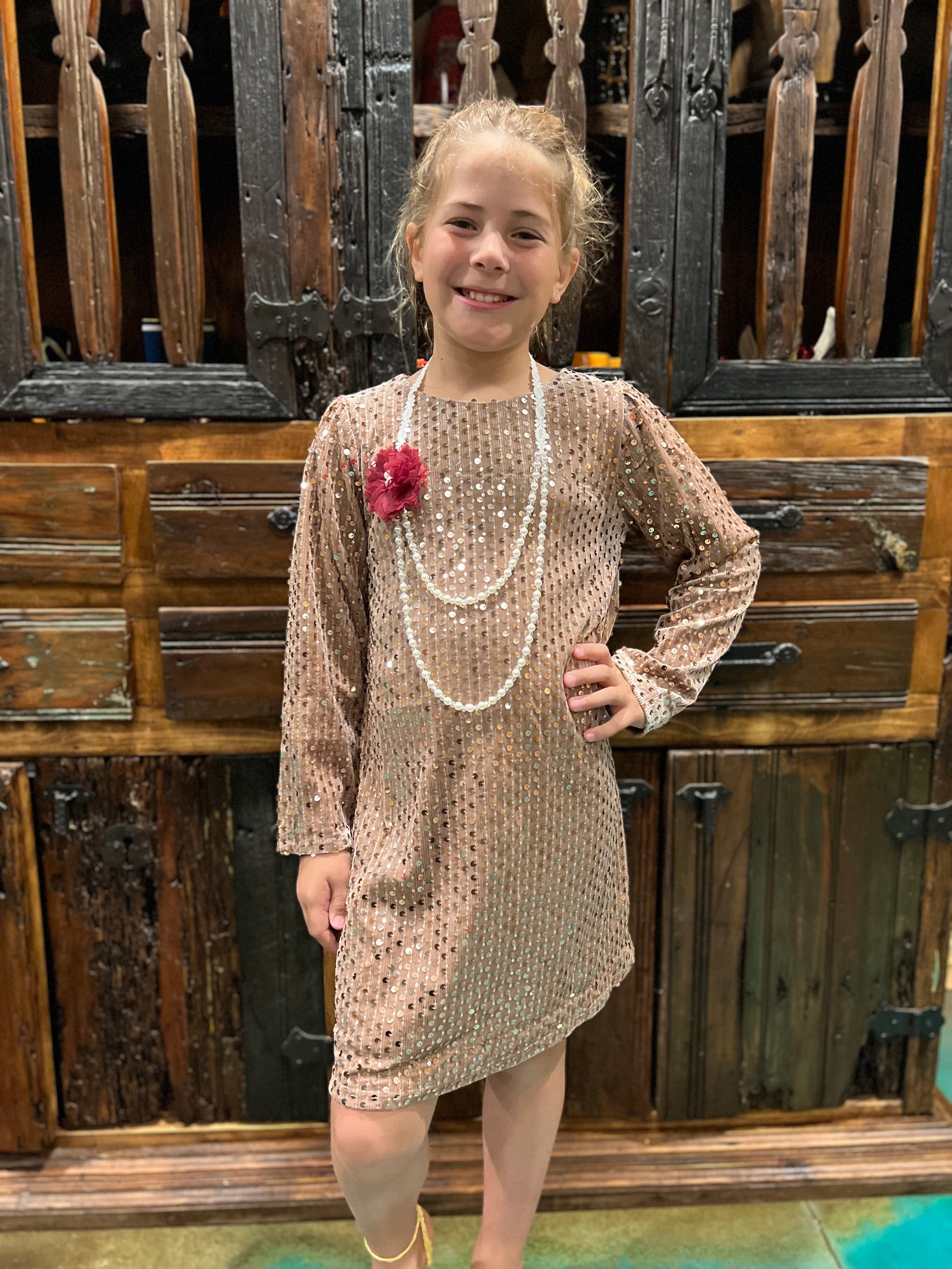 Tween Rose Gold Sequin Dress-Kids Fashion-Branded Envy