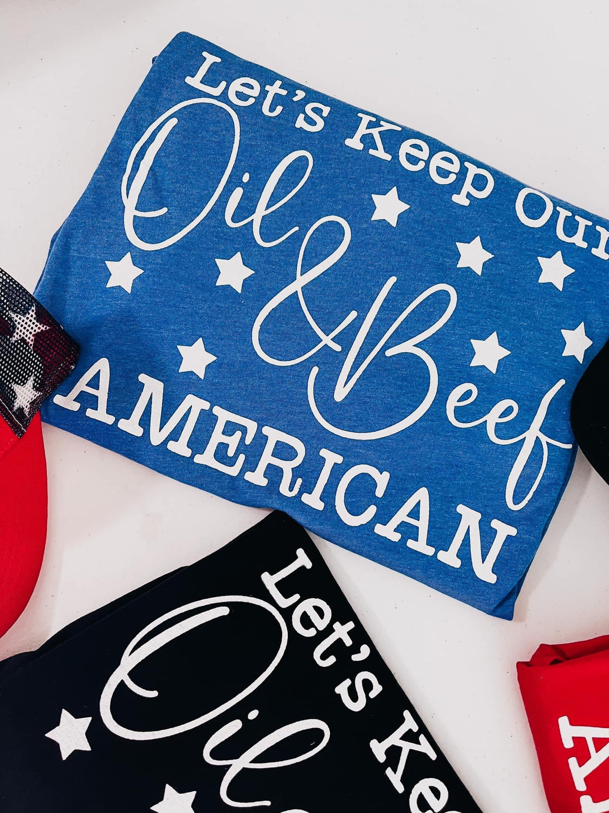 Keep Our Oil &amp; Beef American Graphic-Graphic Tee-Branded Envy