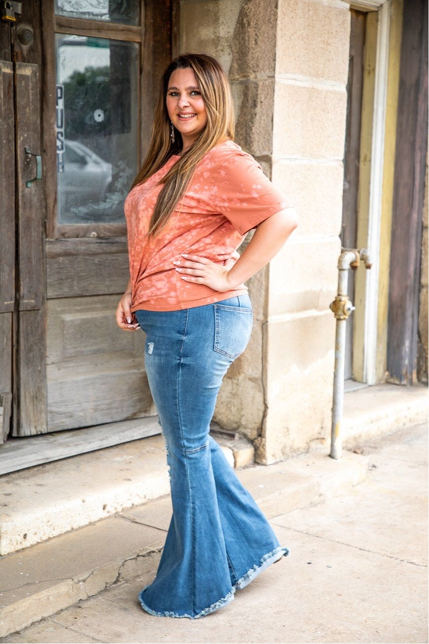 Mid Wash Extreme Flare Jeans -PLUS SIZE