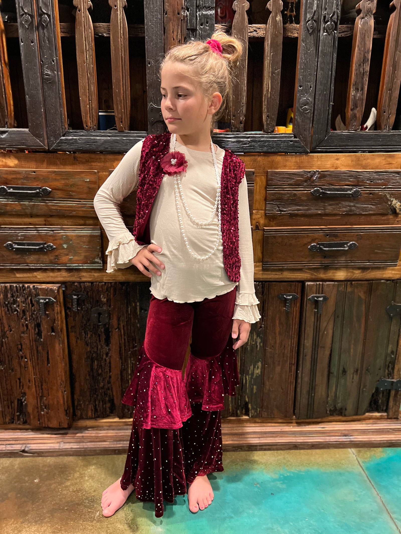 Tween Burgundy Rhinestone Bell-Kids Fashion-Branded Envy
