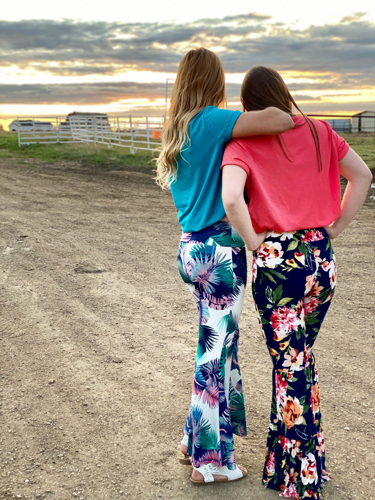 Navy Floral 3 Tiered Bell-Bottoms-Branded Envy