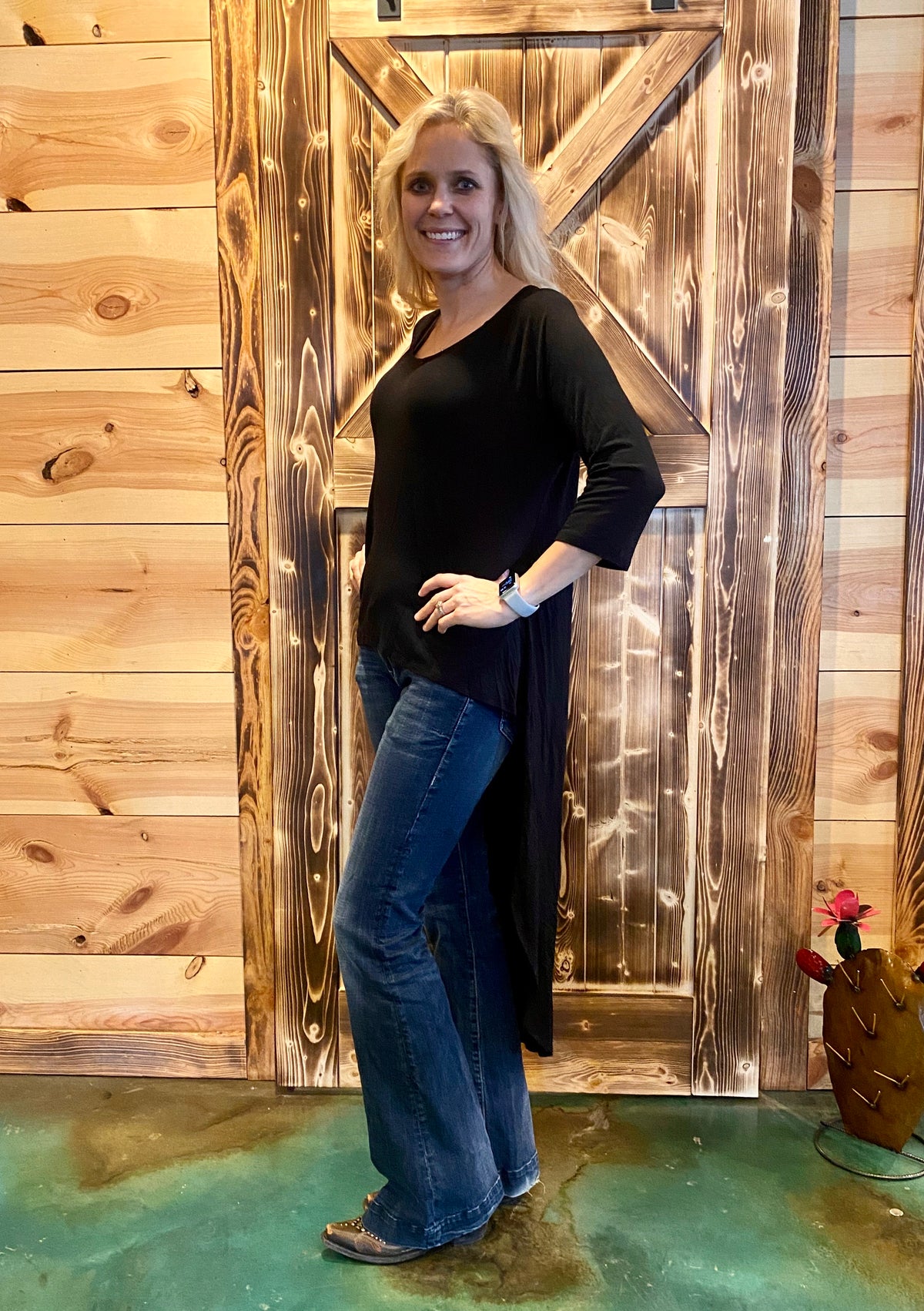 Posey 3/4 Sleeve Hi/Lo Top-Hi Lo Top-Branded Envy