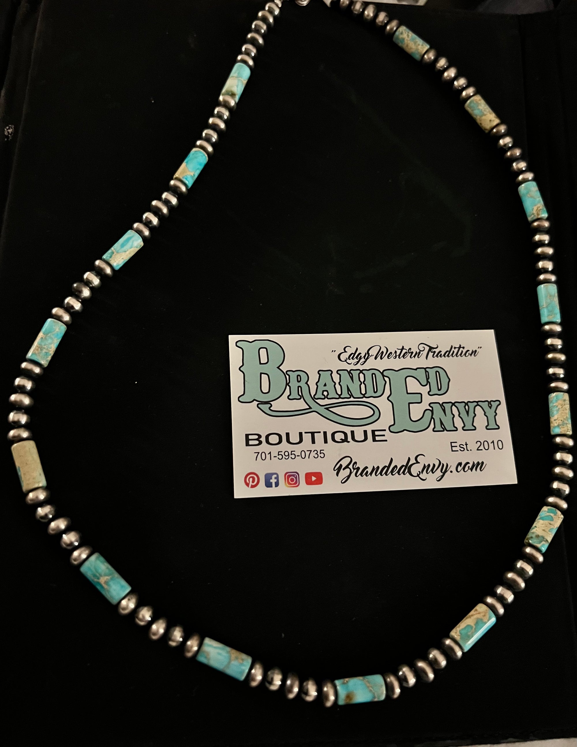 Delight Turquoise & SS necklace-Necklaces-Branded Envy