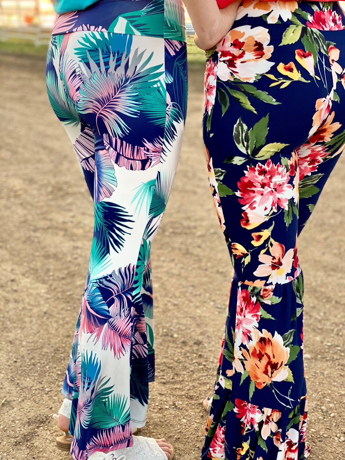 Navy Floral 3 Tiered Bell-Bottoms-Branded Envy