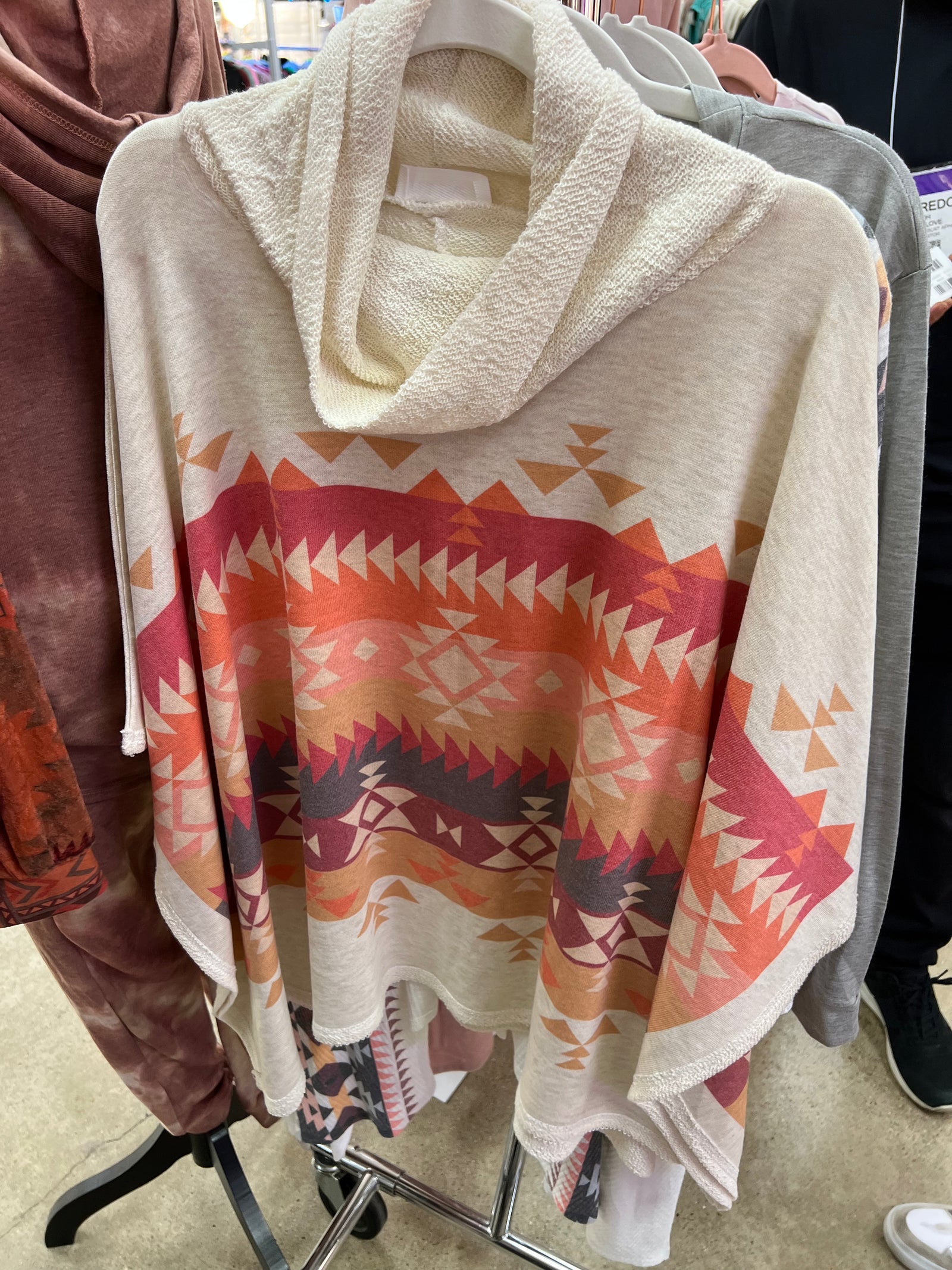 Aztec Stripe Turtle Neck Poncho-Poncho-Branded Envy