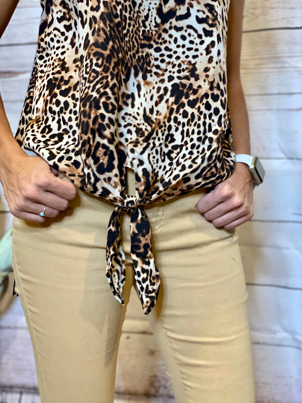 Leopard print high neck camisole-Ladies Tank-Branded Envy