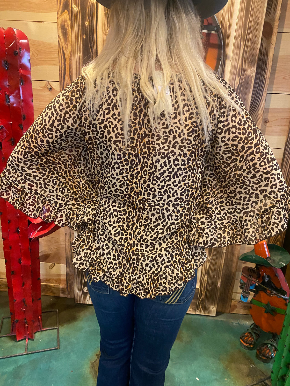 Cheetah Ruffle Poncho Top-Fashion Top-Branded Envy