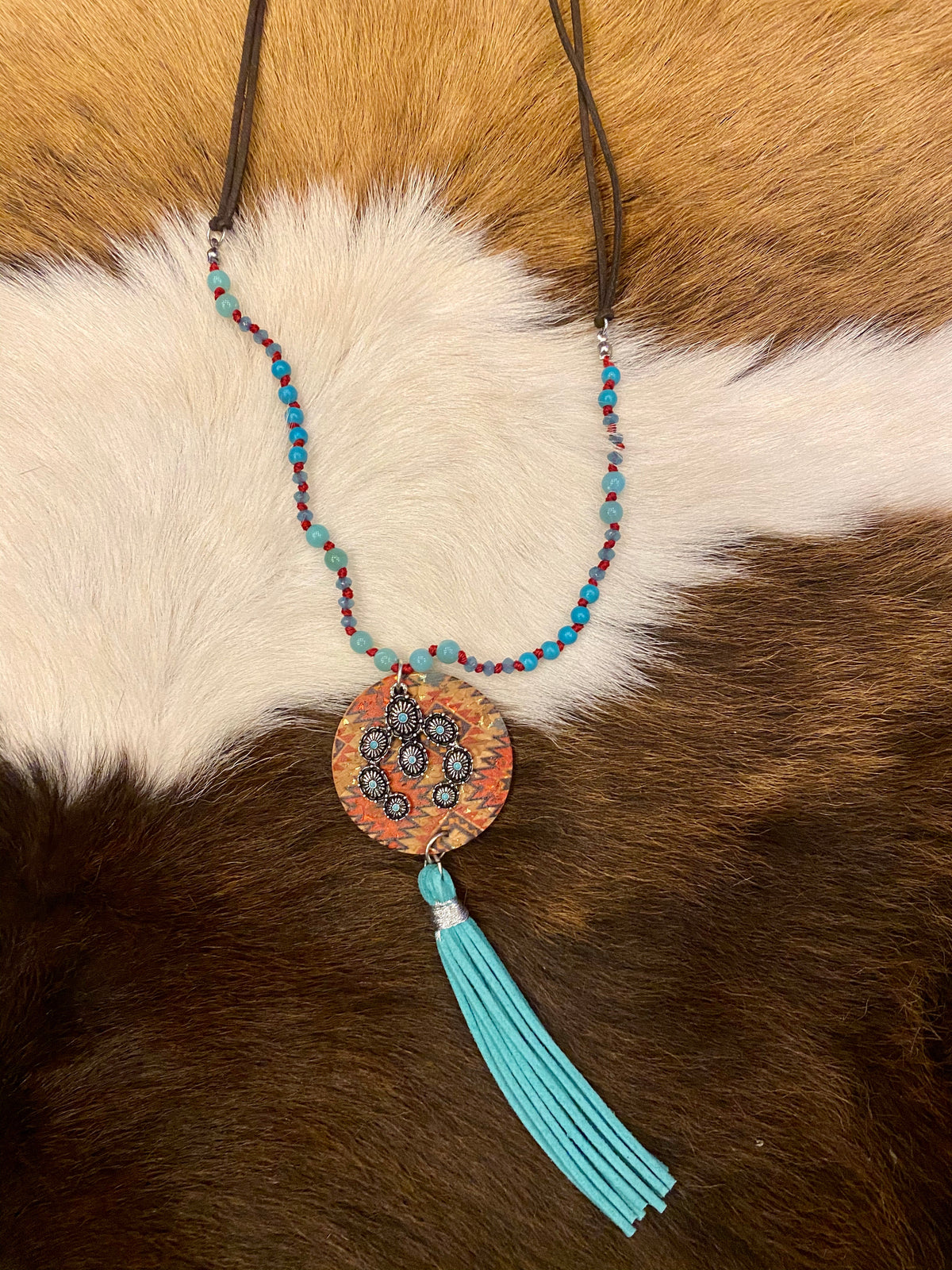 27" Leather Beaded Embellished Necklace-Necklace-Branded Envy