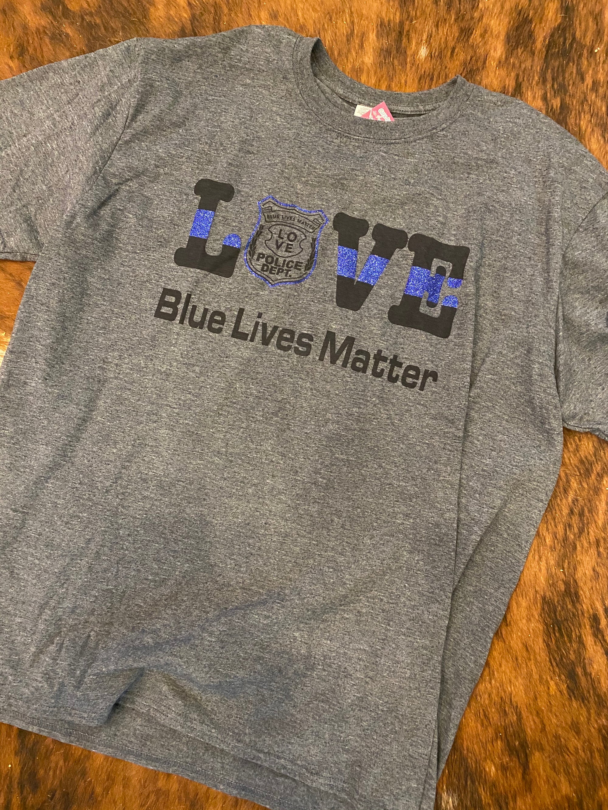 Blue Lives Matter (Glitter)-T-shirt-Branded Envy
