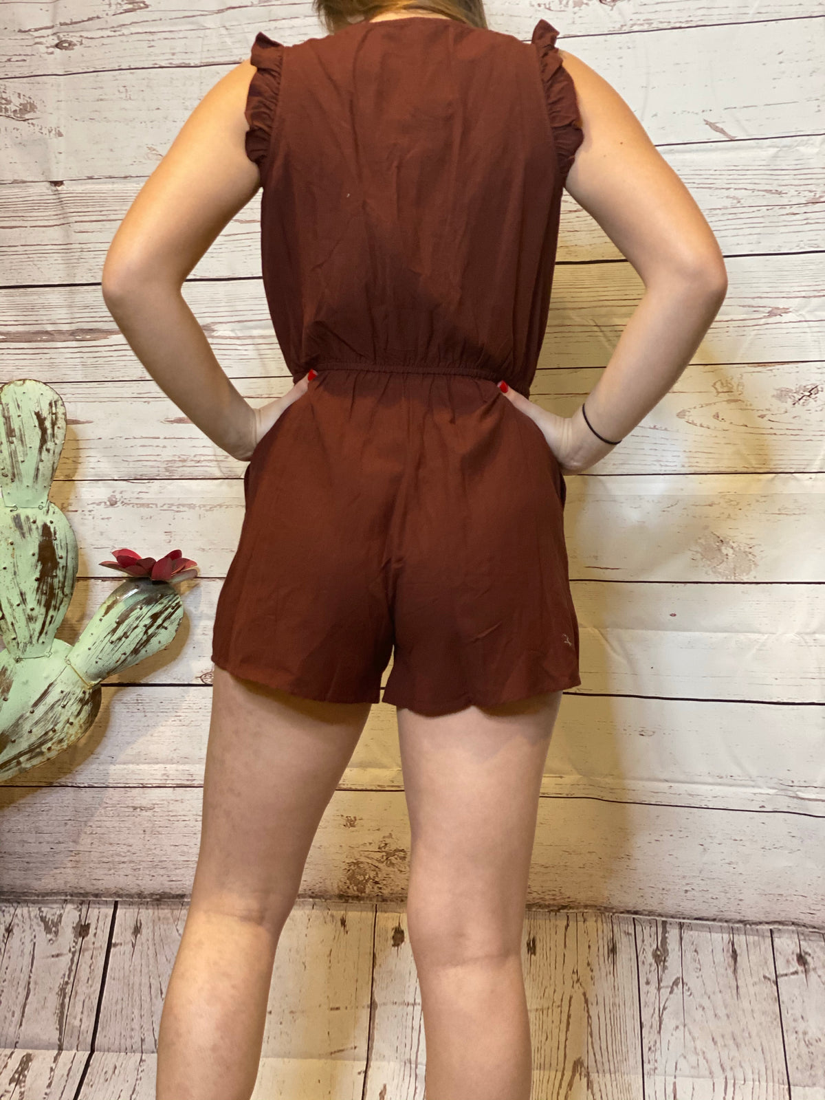 Ruffle button down Romper-Romper-Branded Envy
