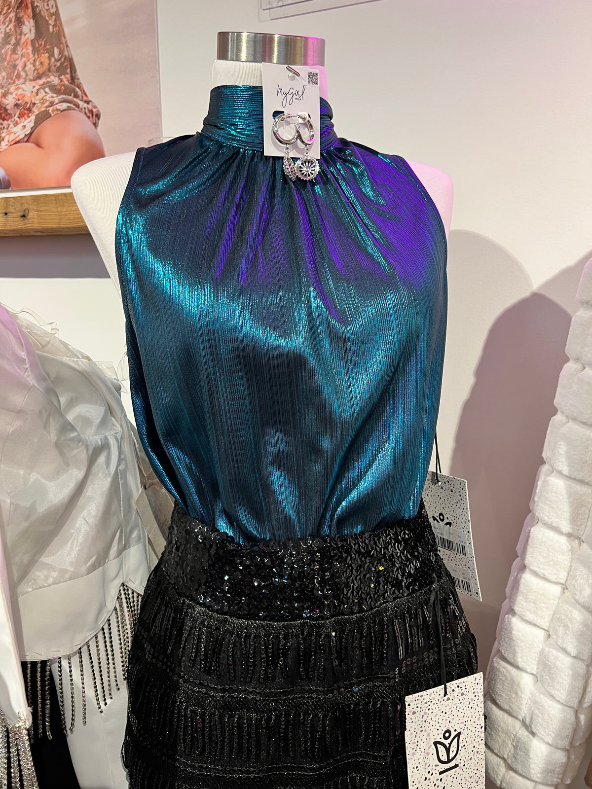 &quot;Foxx&quot; Teal Fancy Top-Fashion Top-Branded Envy