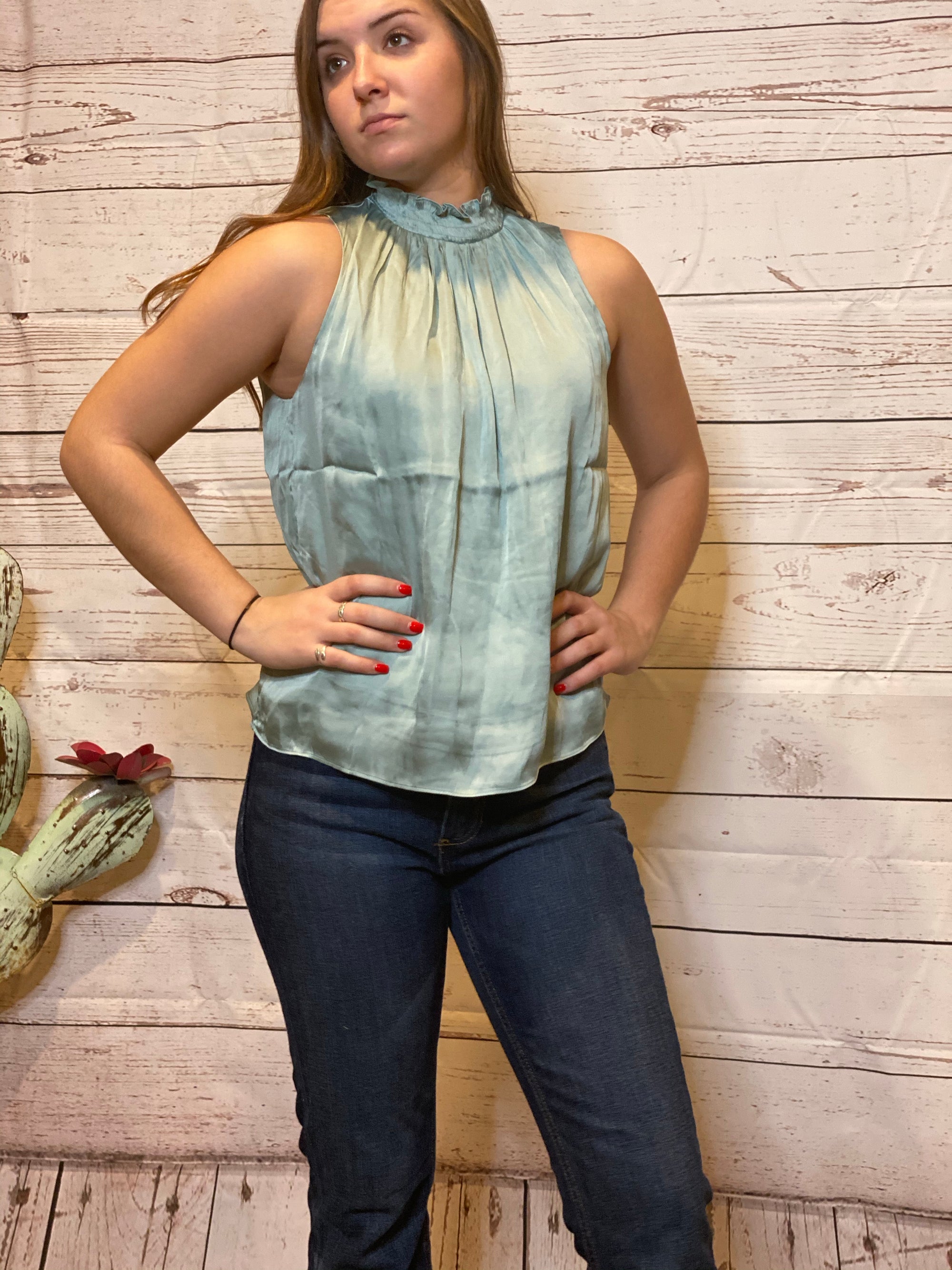 Shane Smocked Neck Blouse - Sage-Fashion Top-Branded Envy