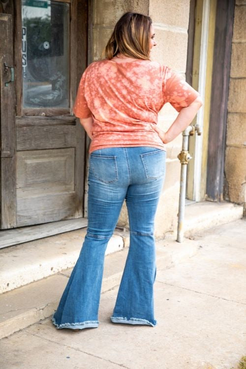Mid Wash Extreme Flare Jeans -PLUS SIZE-Jeans-Branded Envy