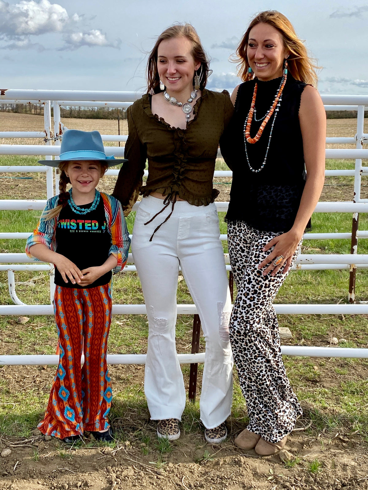 White Cheetah 3 Tiered Bell-Bottoms-Branded Envy
