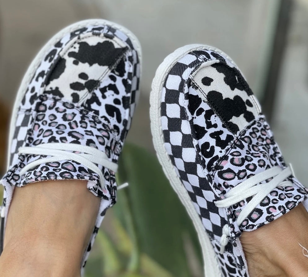 Very G Groovy Sneakers in Black &amp; White-Boots &amp; Shoes-Branded Envy