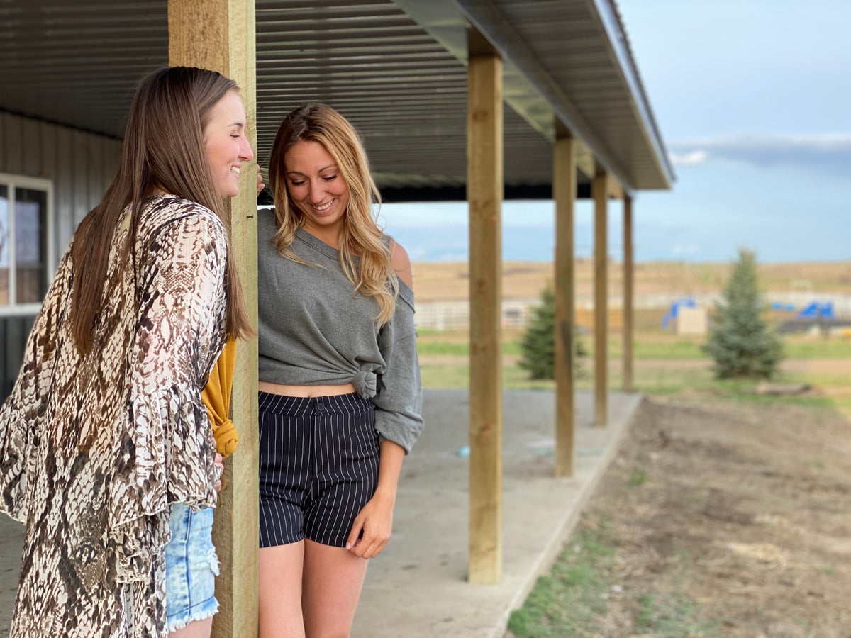 Black Stripe High Waist Mid-Thigh Shorts-shorts-Branded Envy