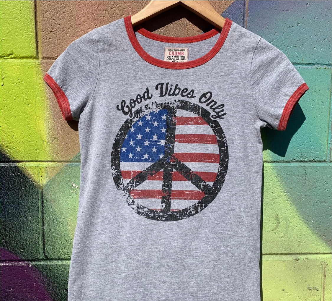 Flag Peace Sign Tween Tee-tween-Branded Envy