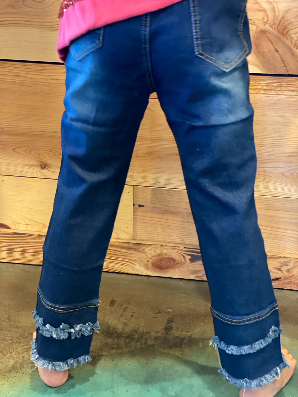 Tiered Fringe Straight Leg Denim Pants-Kids Fashion-Branded Envy