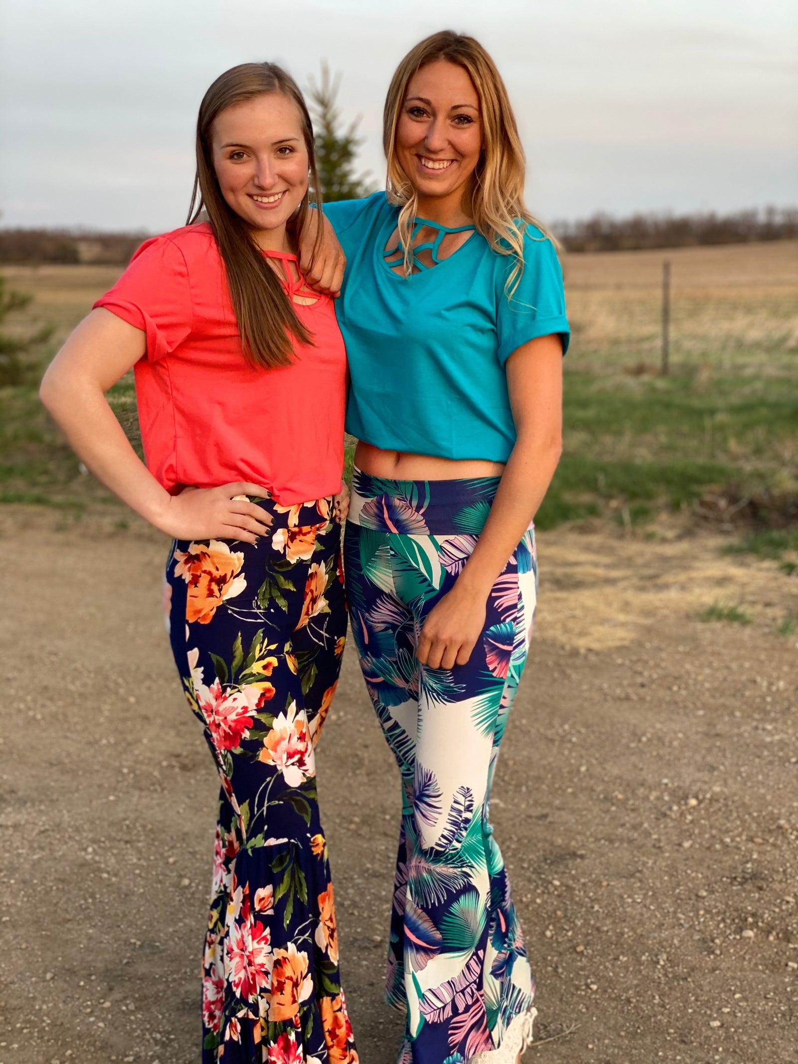 Navy Floral 3 Tiered Bell-Bottoms-Branded Envy