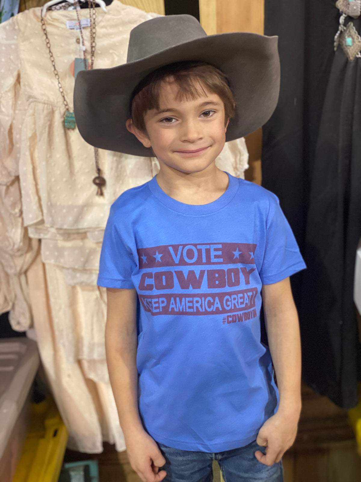 Vote Cowboy Keep America Great! Youth Tee-Graphic Tee-Branded Envy