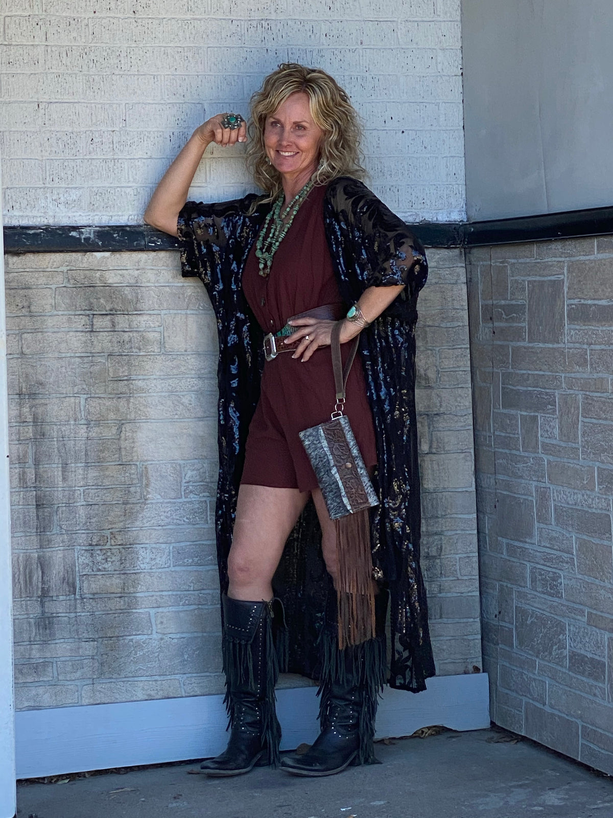 All Day Long Sequin Mesh Kimono - Black-Kimono-Branded Envy