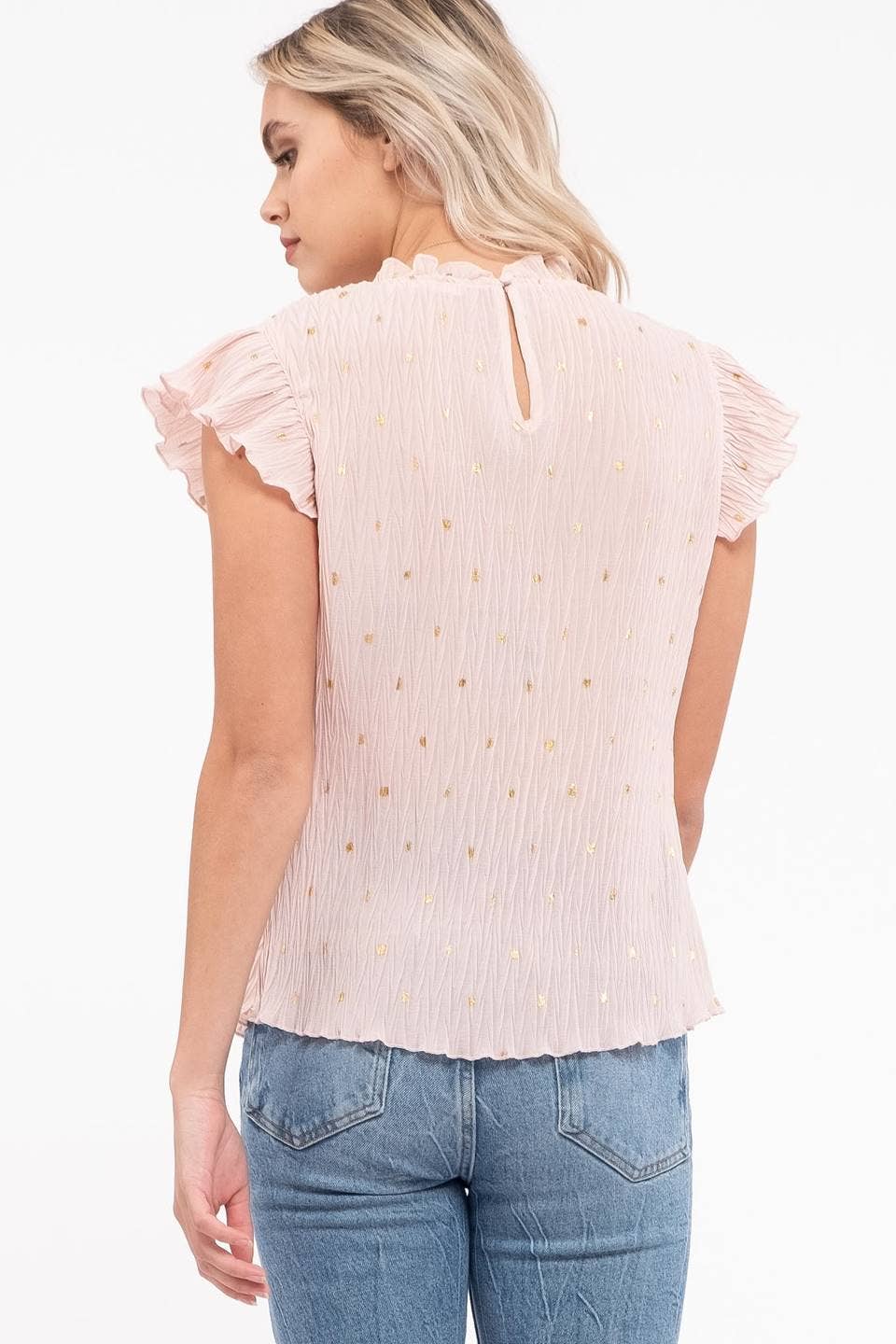 LUREX DOT WRINKLE EFFECT TOP-Fashion Top-Branded Envy